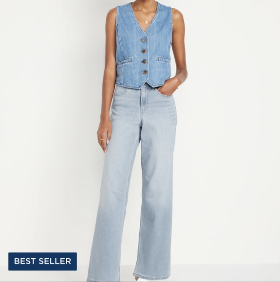 2 pr Old Navy wide leg WOW high waisted jeans - Picture 7 of 14